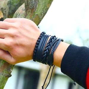 Men’s Genuine Leather Layered Bracelet